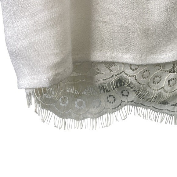 ST. STUDIO Georgette Covered Lace Badwing Button Up Cropped Shirt Short Sleeve - Picture 3 of 16